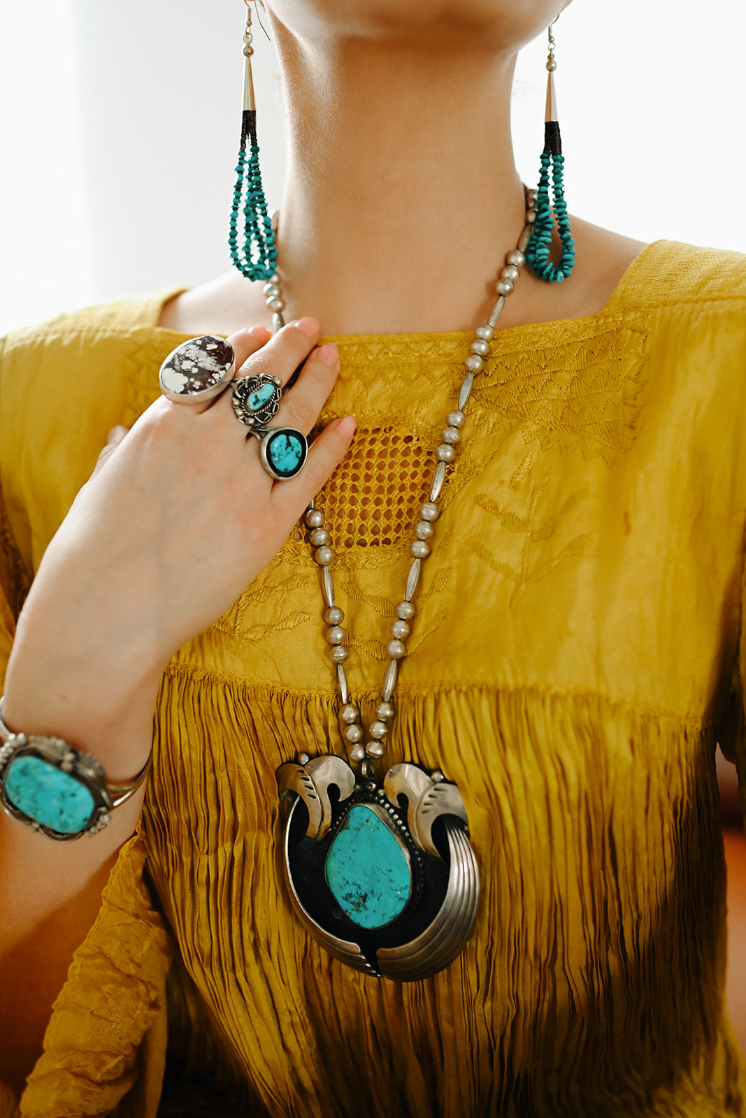 Hand Beaded Turquoise and Brown Heishi loop Earrings