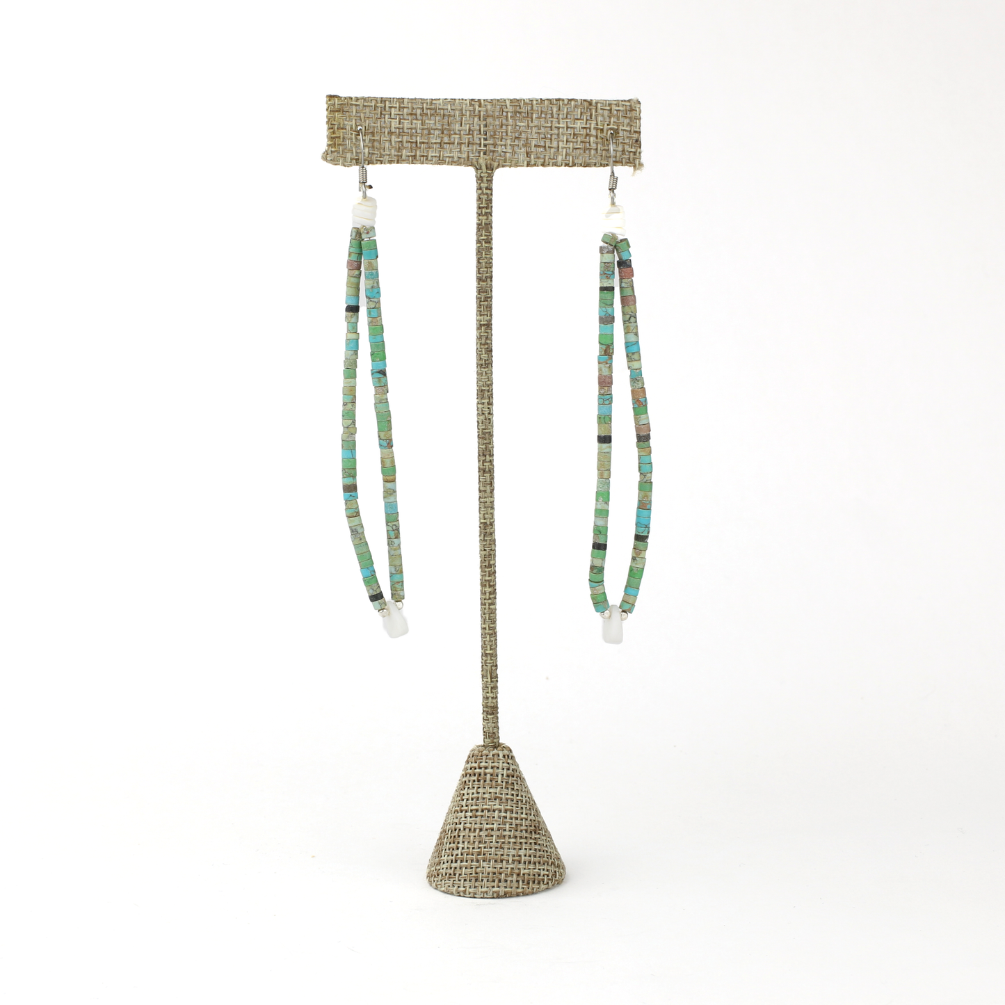 Turquoise, Jet and Mother of Pearl Earrings