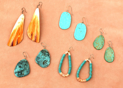 Turquoise Slab Earrings with Matrix