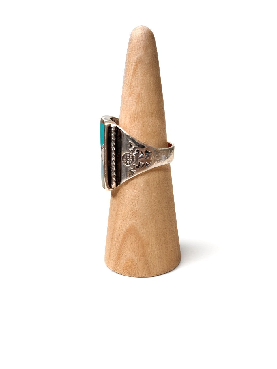 Vintage Mother of Pearl and Turquoise Inlay Ring one of a kind