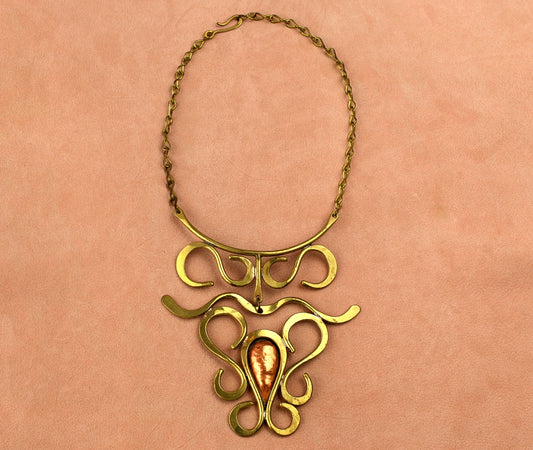 Vintage Swirl Brass Necklace