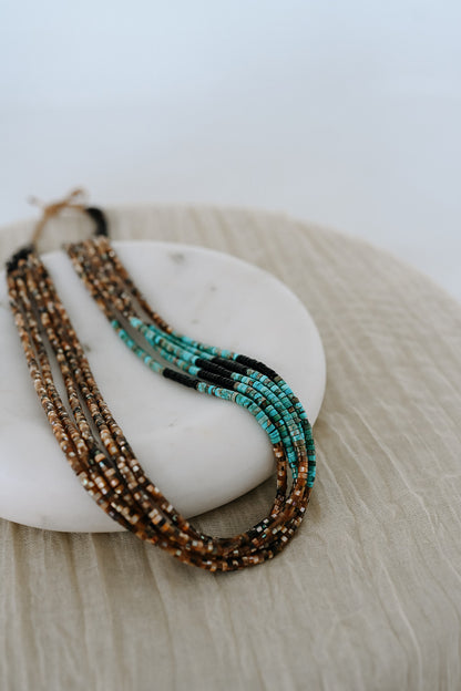 Abalone, Black Jet and Turquoise Necklace