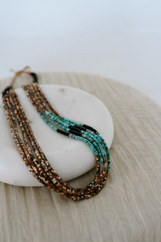 Abalone, Black Jet and Turquoise Necklace