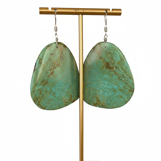 Green Turquoise Slab Earrings