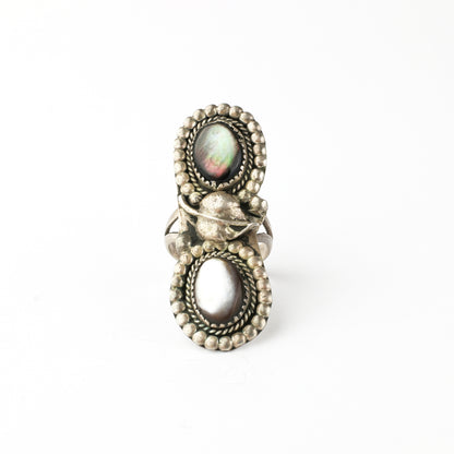 2 Stone Mother of Pearl Vintage Ring