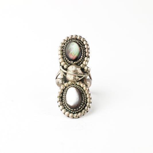 2 Stone Mother of Pearl Vintage Ring