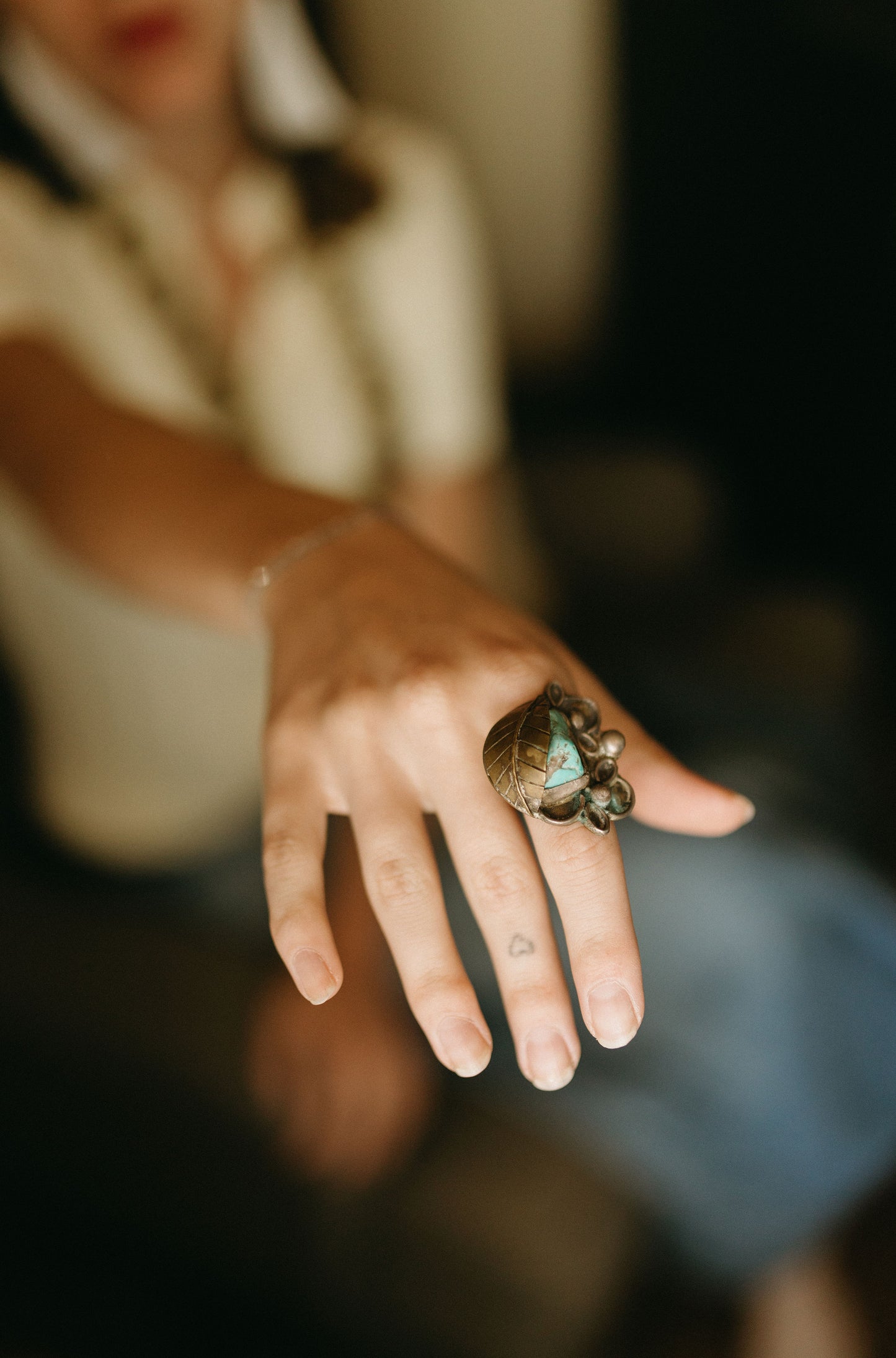Vintage Turquoise and Copper Ring size 6