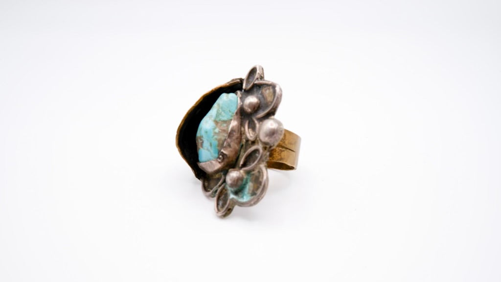 Vintage Turquoise and Copper Ring size 6