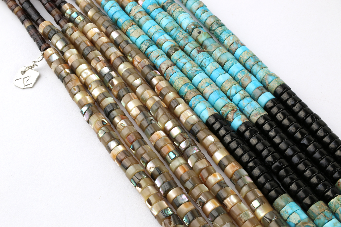 Abalone, Black Jet and Turquoise Necklace