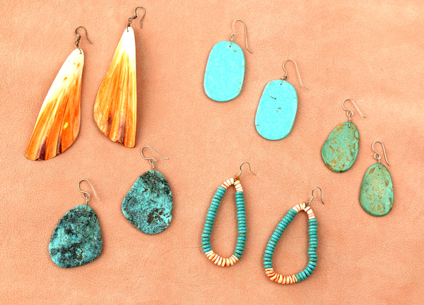 Turquoise Slab Earrings with Matrix