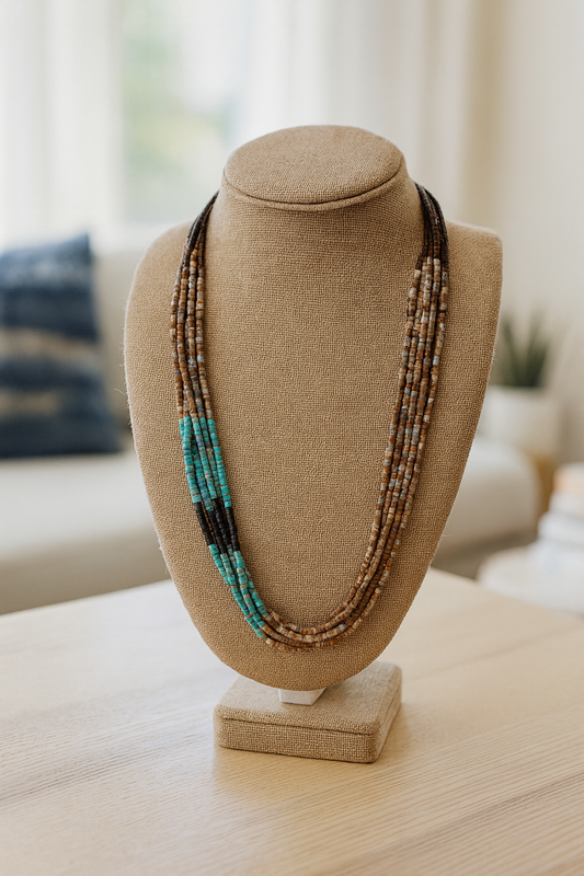 Abalone, Black Jet and Turquoise Necklace
