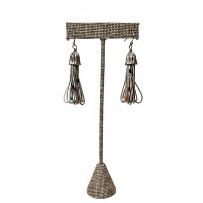 Vintage Sterling with Mixed Stones Modern Earrings