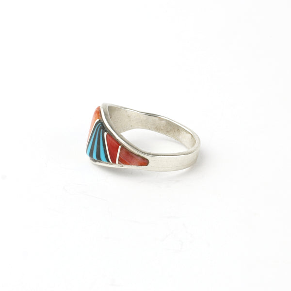 Vintage Spiny Oyster, Turquoise, Jet and Red Coral Ring