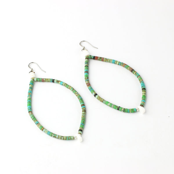 Turquoise, Jet and Mother of Pearl Earrings
