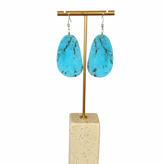 Blue Turquoise Slab Earrings