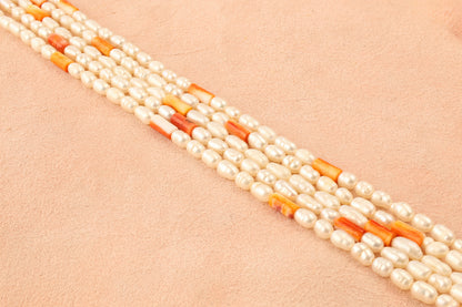 Mother of Pearl and Orange Spiny Oyster Necklace